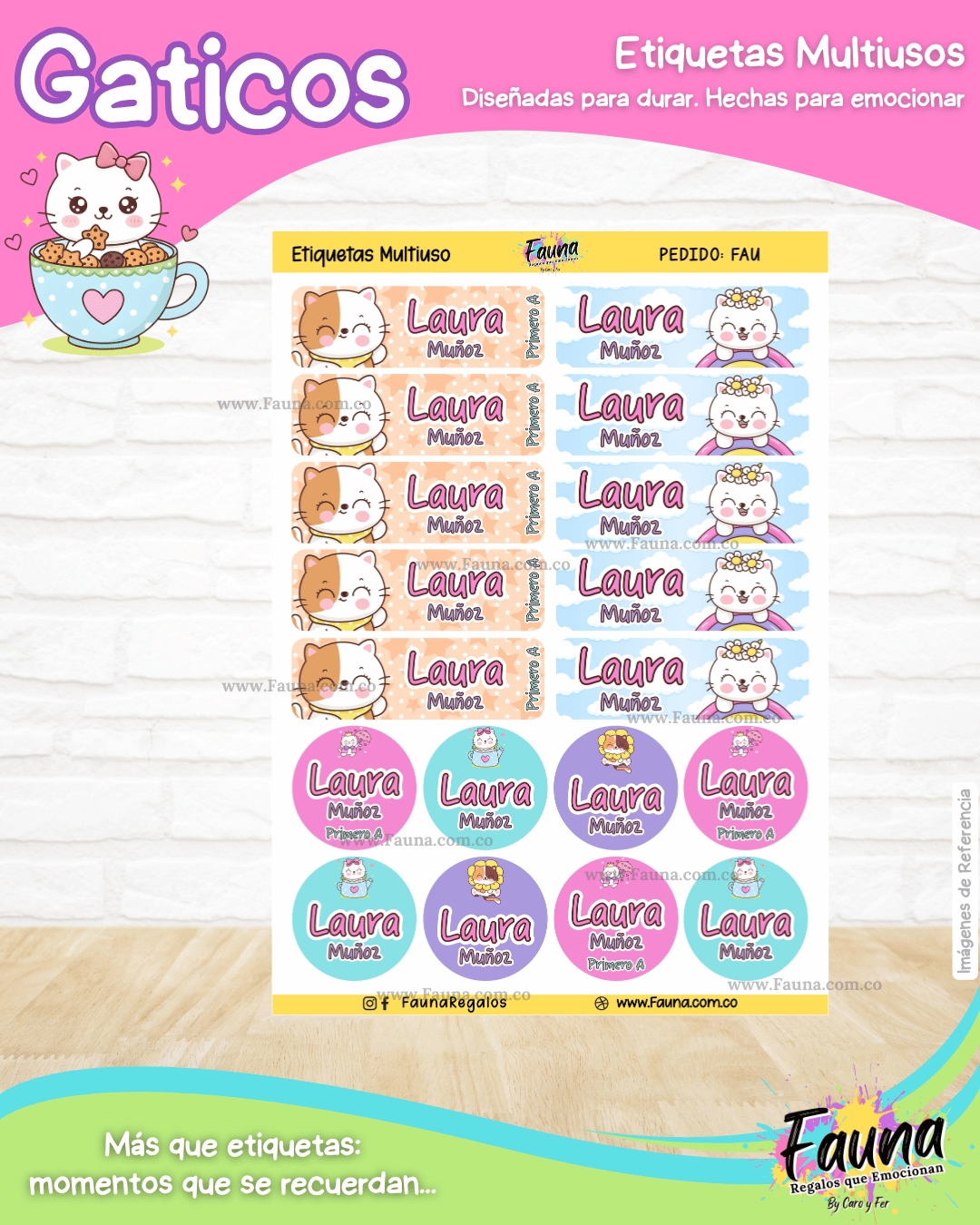 Gaticos 🐾 - Etiquetas Escolares Premium Personalizadas