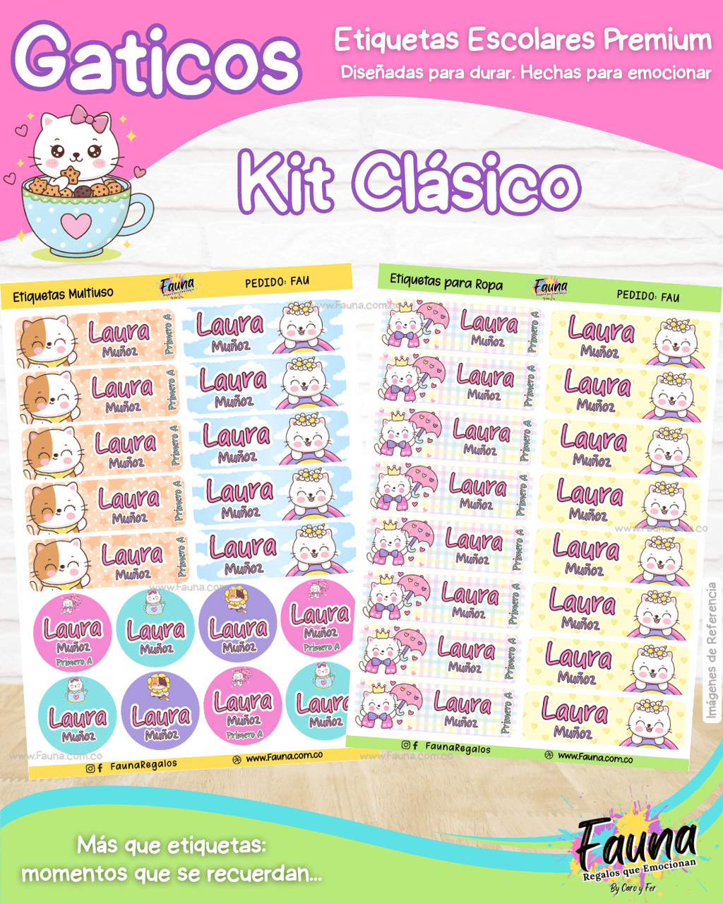 Gaticos 🐾 - Etiquetas Escolares Premium Personalizadas