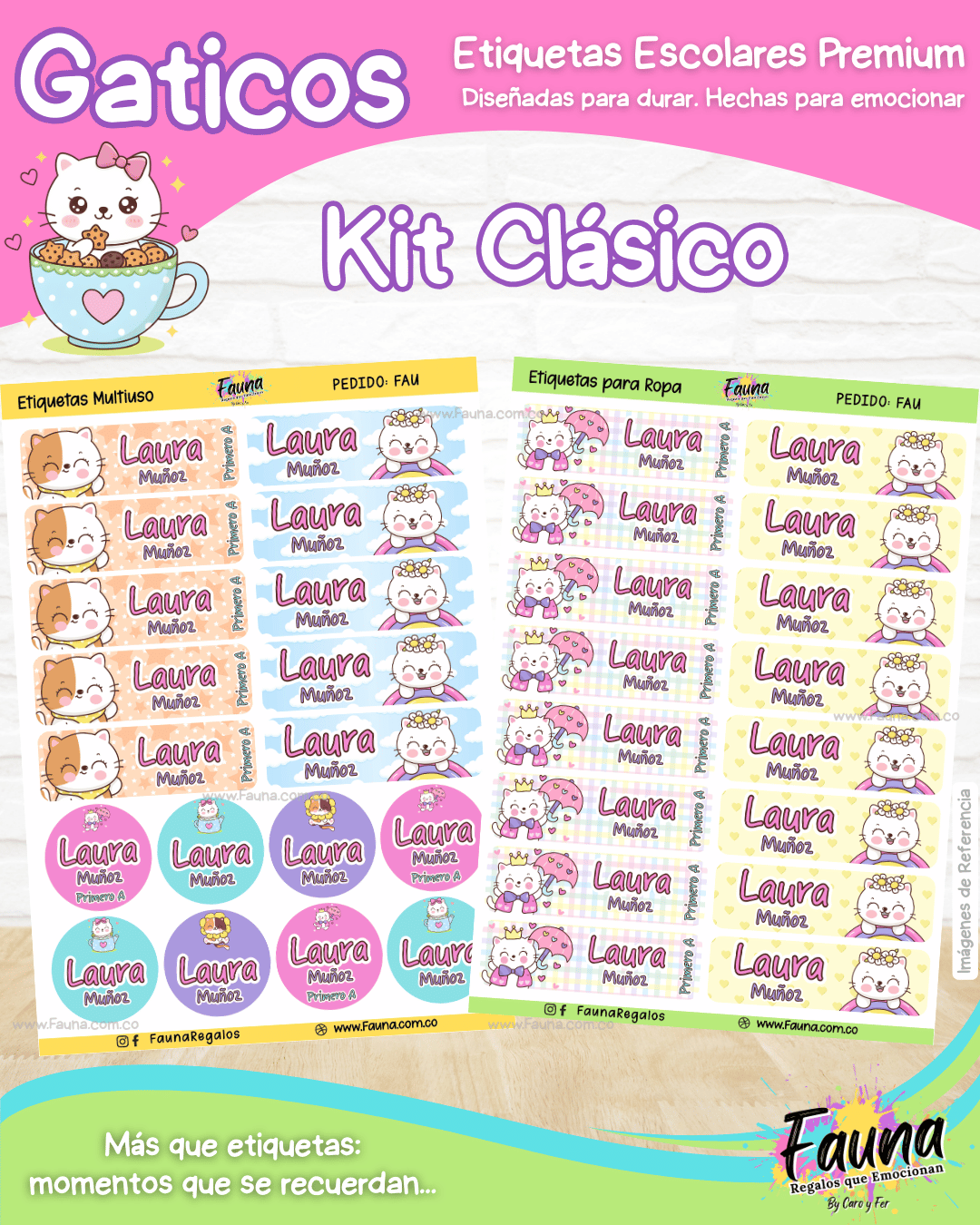 Gaticos 🐾 - Etiquetas Escolares Premium Personalizadas