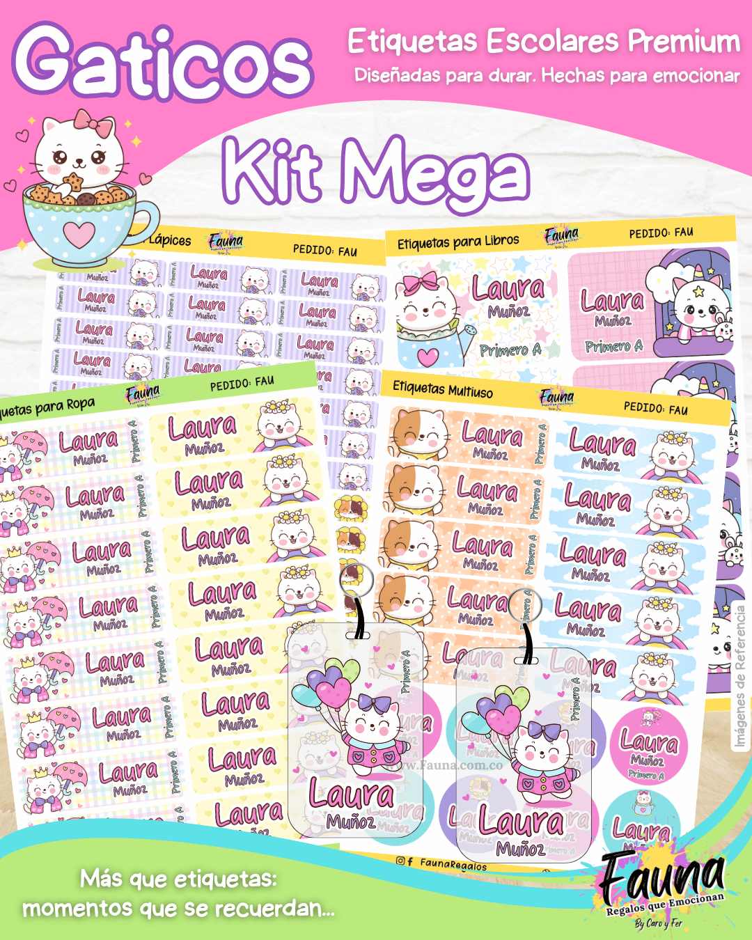 Gaticos 🐾 - Etiquetas Escolares Premium Personalizadas