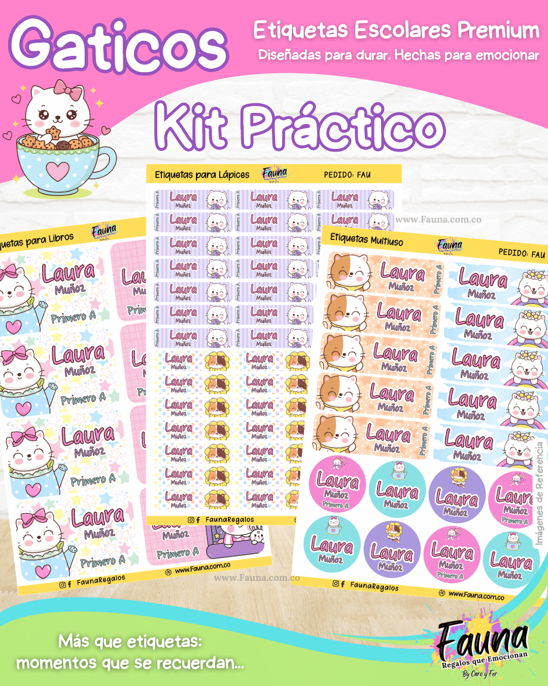 Gaticos 🐾 - Etiquetas Escolares Premium Personalizadas