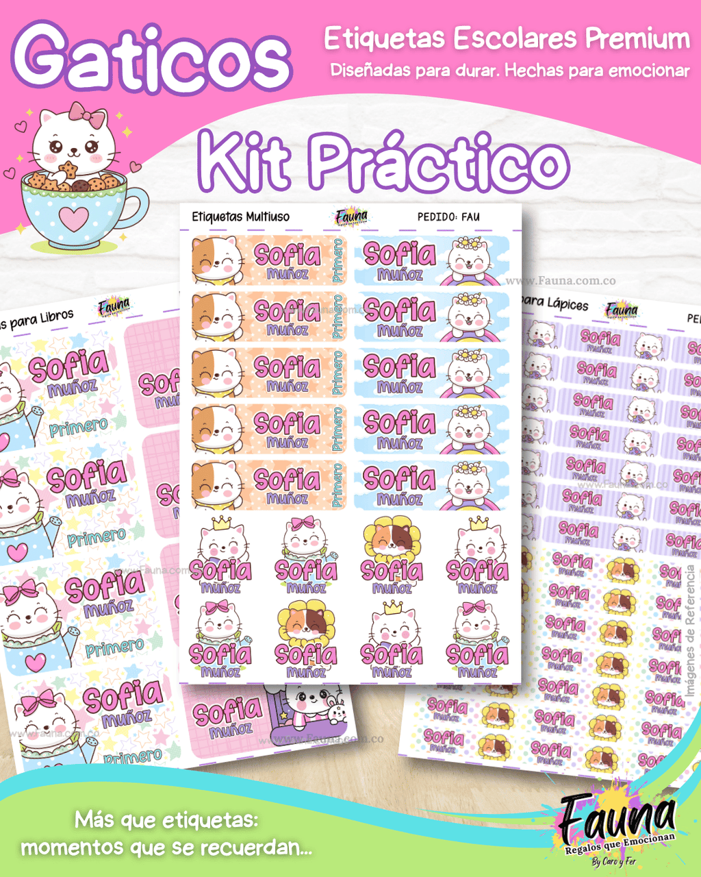 Gaticos 🐾 - Etiquetas Escolares Premium Personalizadas