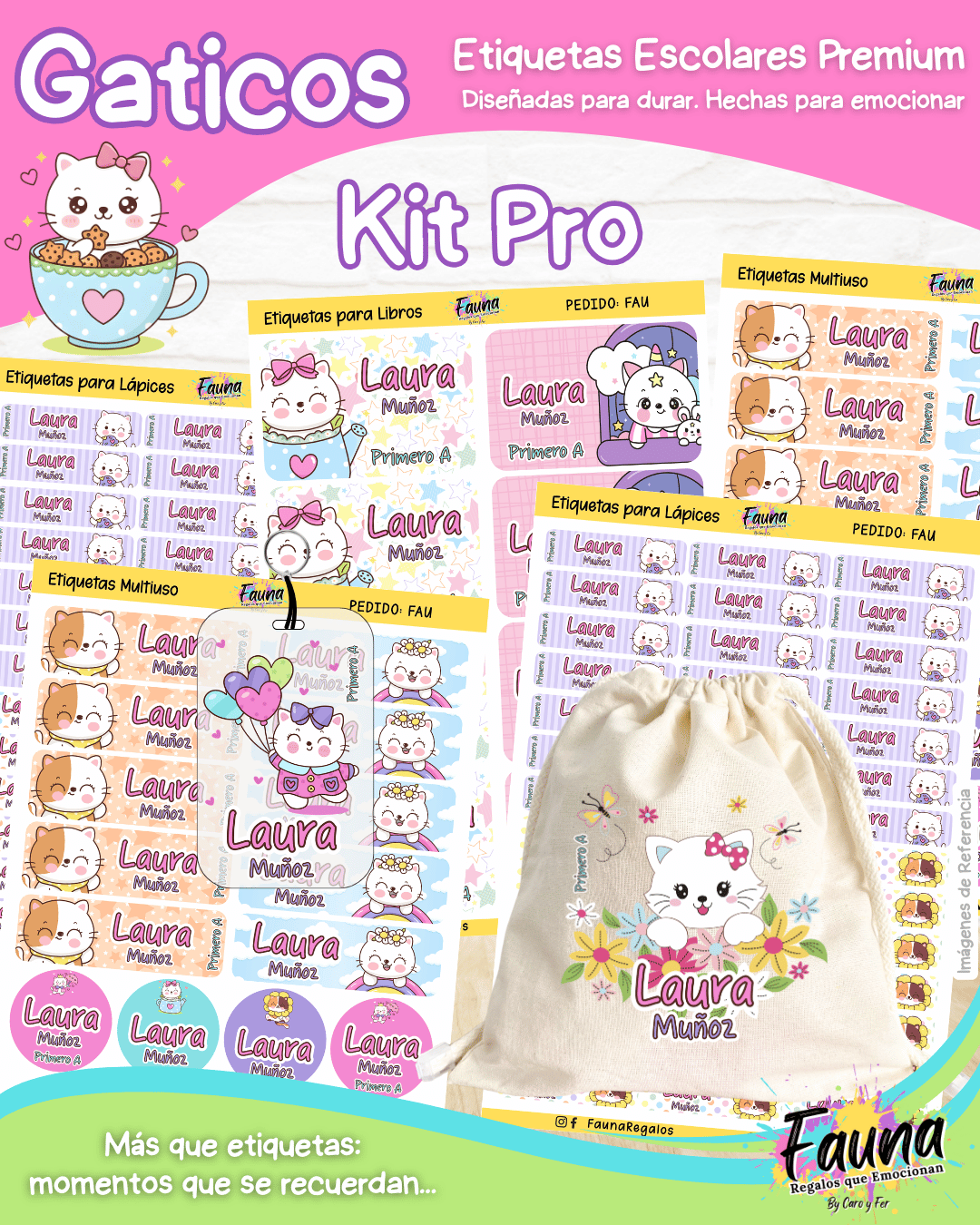 Gaticos 🐾 - Etiquetas Escolares Premium Personalizadas