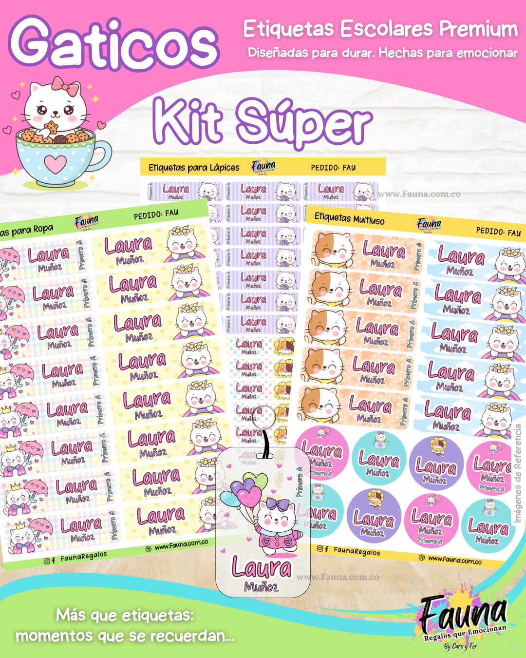 Gaticos 🐾 - Etiquetas Escolares Premium Personalizadas