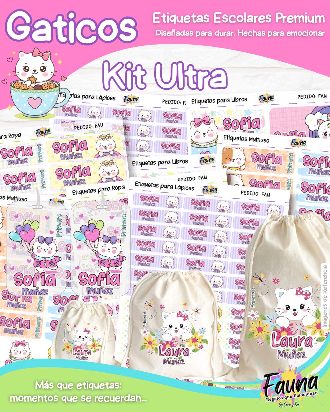 Gaticos 🐾 - Etiquetas Escolares Premium Personalizadas