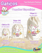 Gaticos 🐾 - Tula personalizada para niña – multiusos con nombre