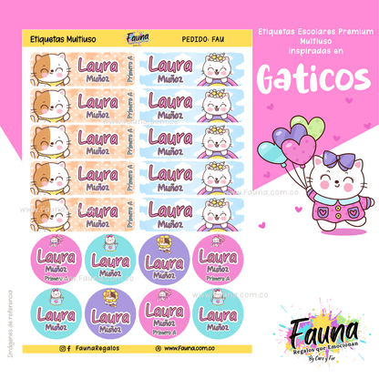 Etiquetas Escolares Premium Personalizadas – Gaticos 🐾✨