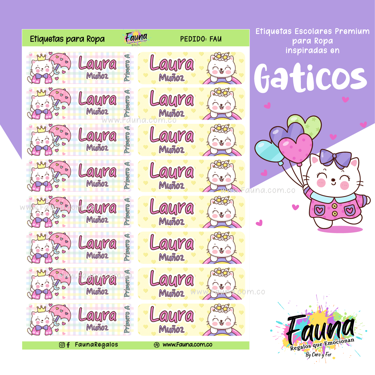 Gaticos 🐾 - Etiquetas Escolares Premium Personalizadas