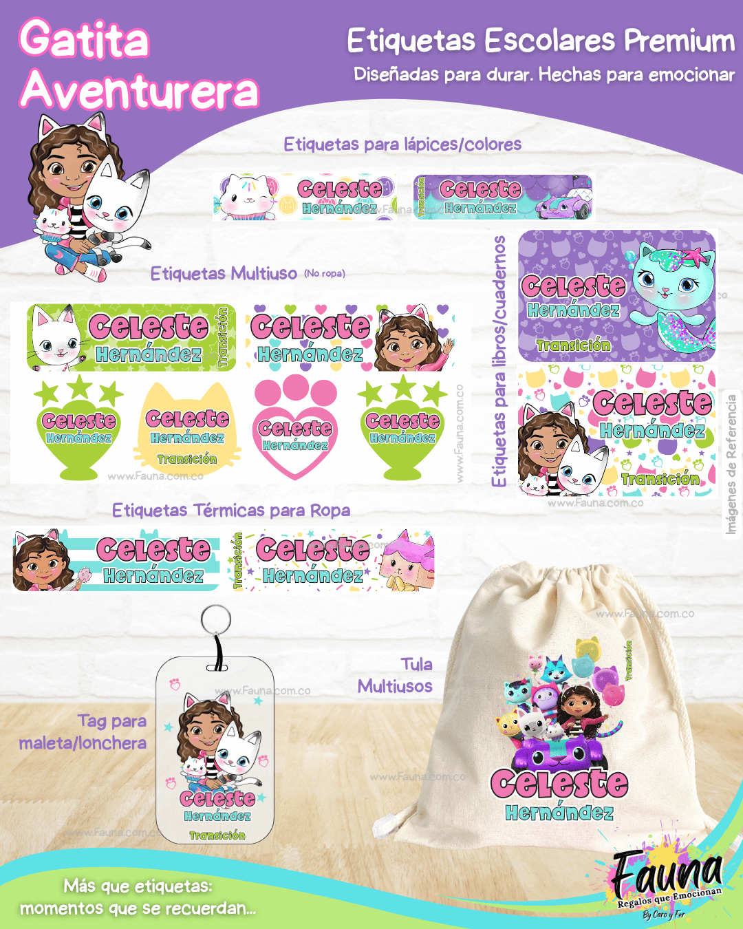 Gatita Aventurera 🏡 - Etiquetas Escolares Premium Personalizadas