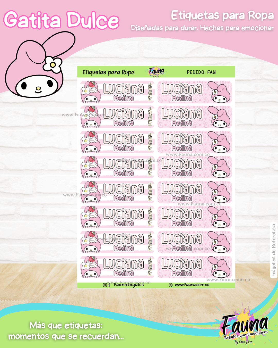 Gatita Dulce 🌸 - Etiquetas Escolares Premium Personalizadas