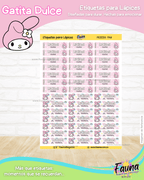 Gatita Dulce 🌸 - Etiquetas Escolares Premium Personalizadas