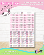 Gatita Dulce 🌸 - Etiquetas Escolares Premium Personalizadas