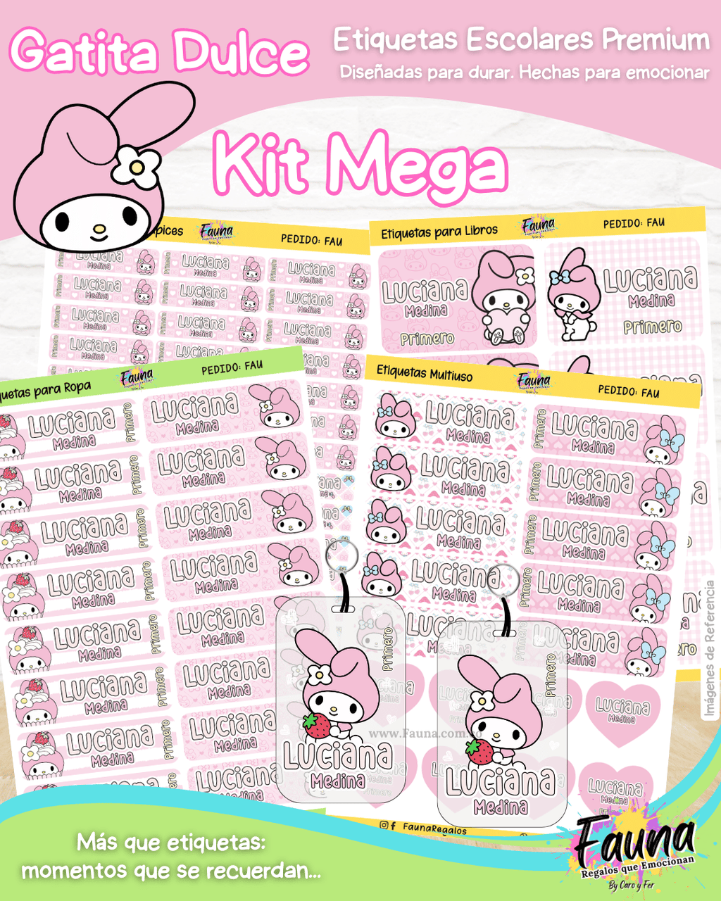 Gatita Dulce 🌸 - Etiquetas Escolares Premium Personalizadas