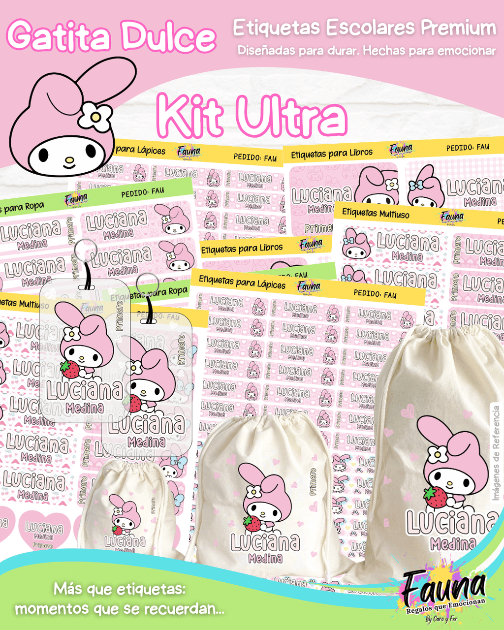 Gatita Dulce 🌸 - Etiquetas Escolares Premium Personalizadas