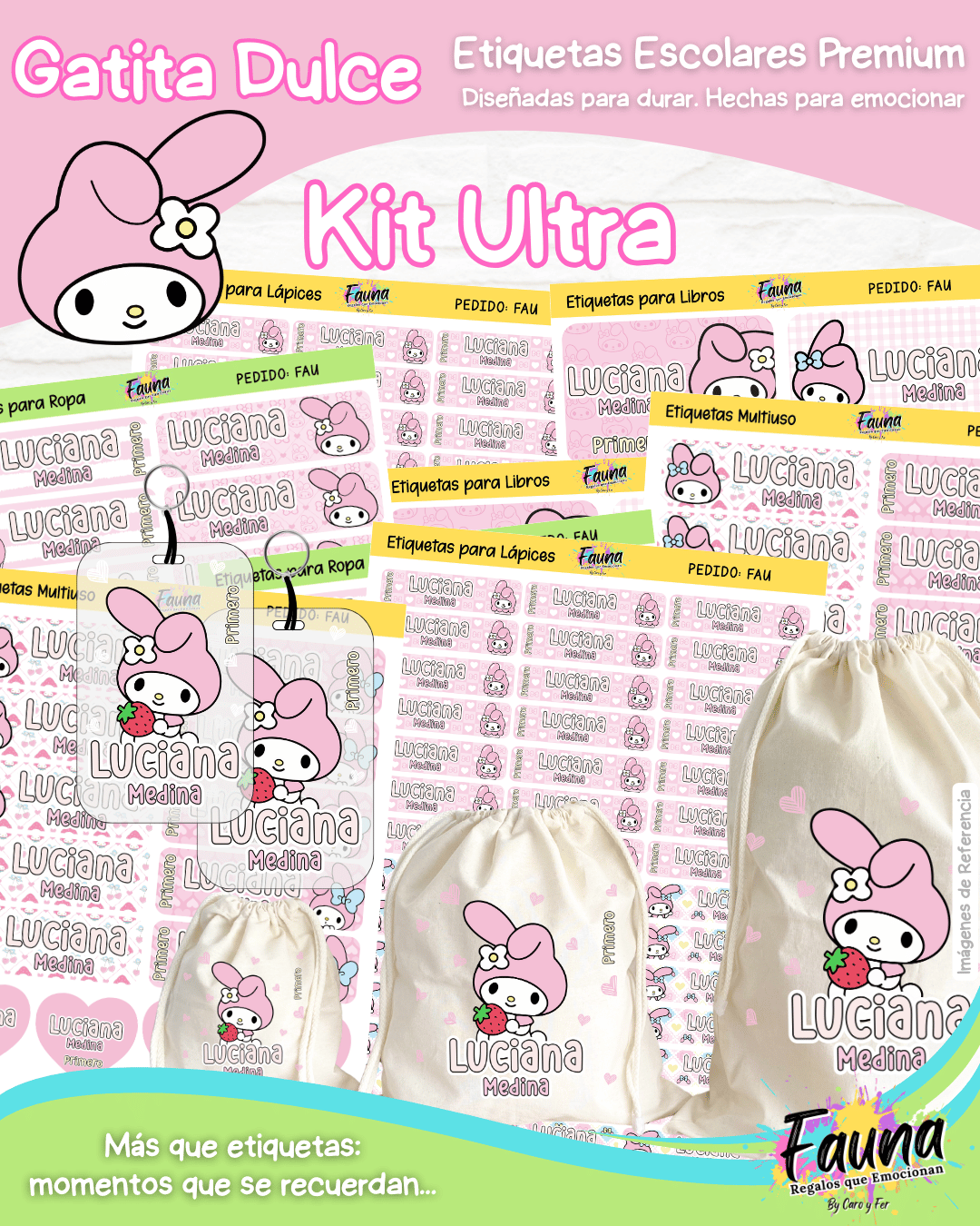 Gatita Dulce 🌸 - Etiquetas Escolares Premium Personalizadas