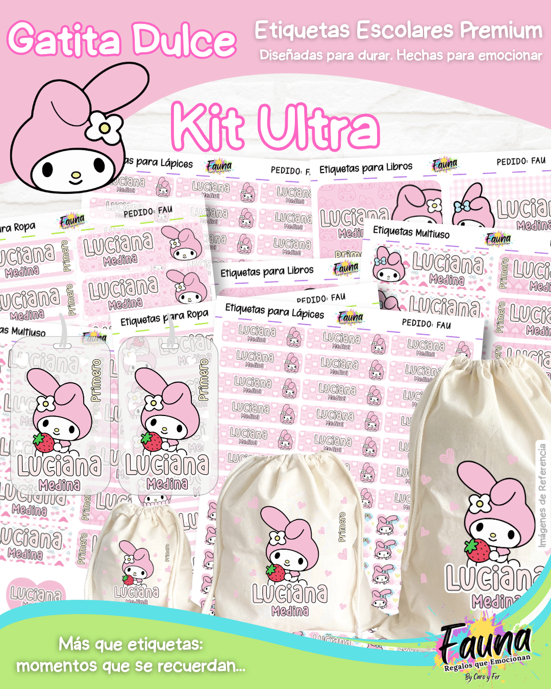 Gatita Dulce 🌸 - Etiquetas Escolares Premium Personalizadas