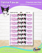 Gatita Kawaii Oscura 💜 - Etiquetas Escolares Premium Personalizadas