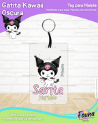 Gatita Kawaii Oscura 💜 - Etiquetas Escolares Premium Personalizadas