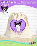 Gatita Kawaii Oscura 💜 - Tula personalizada para niña – multiusos con nombre