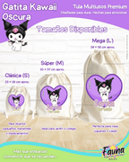 Gatita Kawaii Oscura 💜 - Tula personalizada para niña – multiusos con nombre