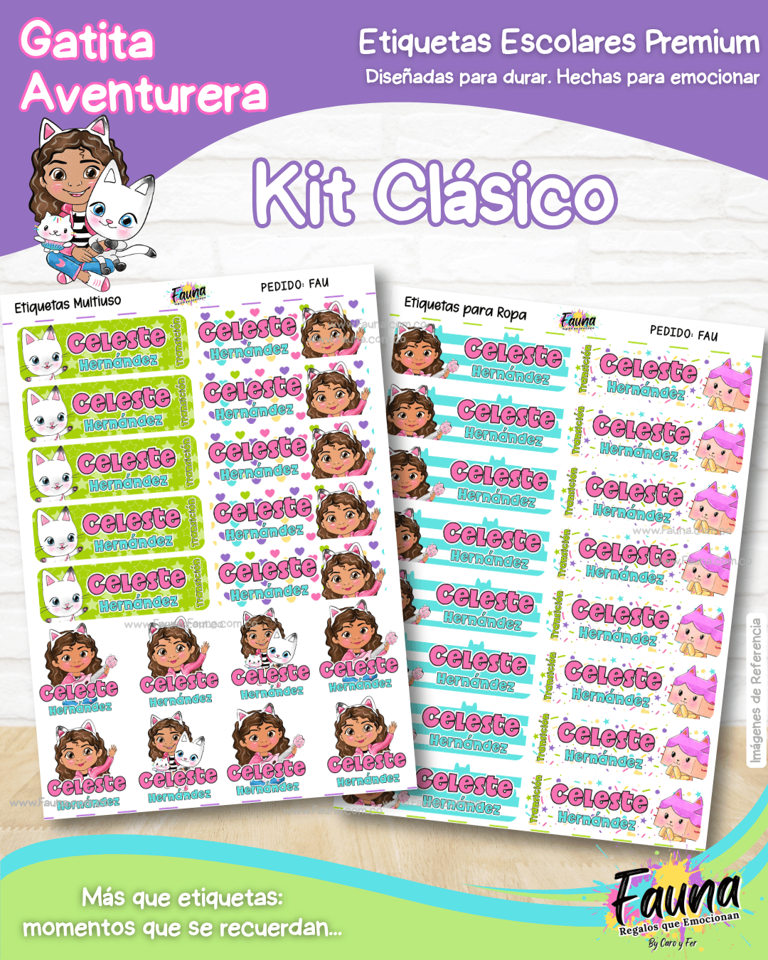 Gatita Aventurera 🏡 - Etiquetas Escolares Premium Personalizadas