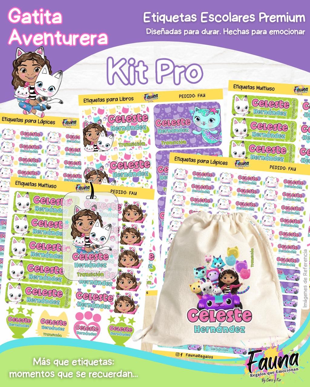 Gatita Aventurera 🏡 - Etiquetas Escolares Premium Personalizadas