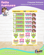 Gatita Aventurera 🏡 - Etiquetas Escolares Premium Personalizadas