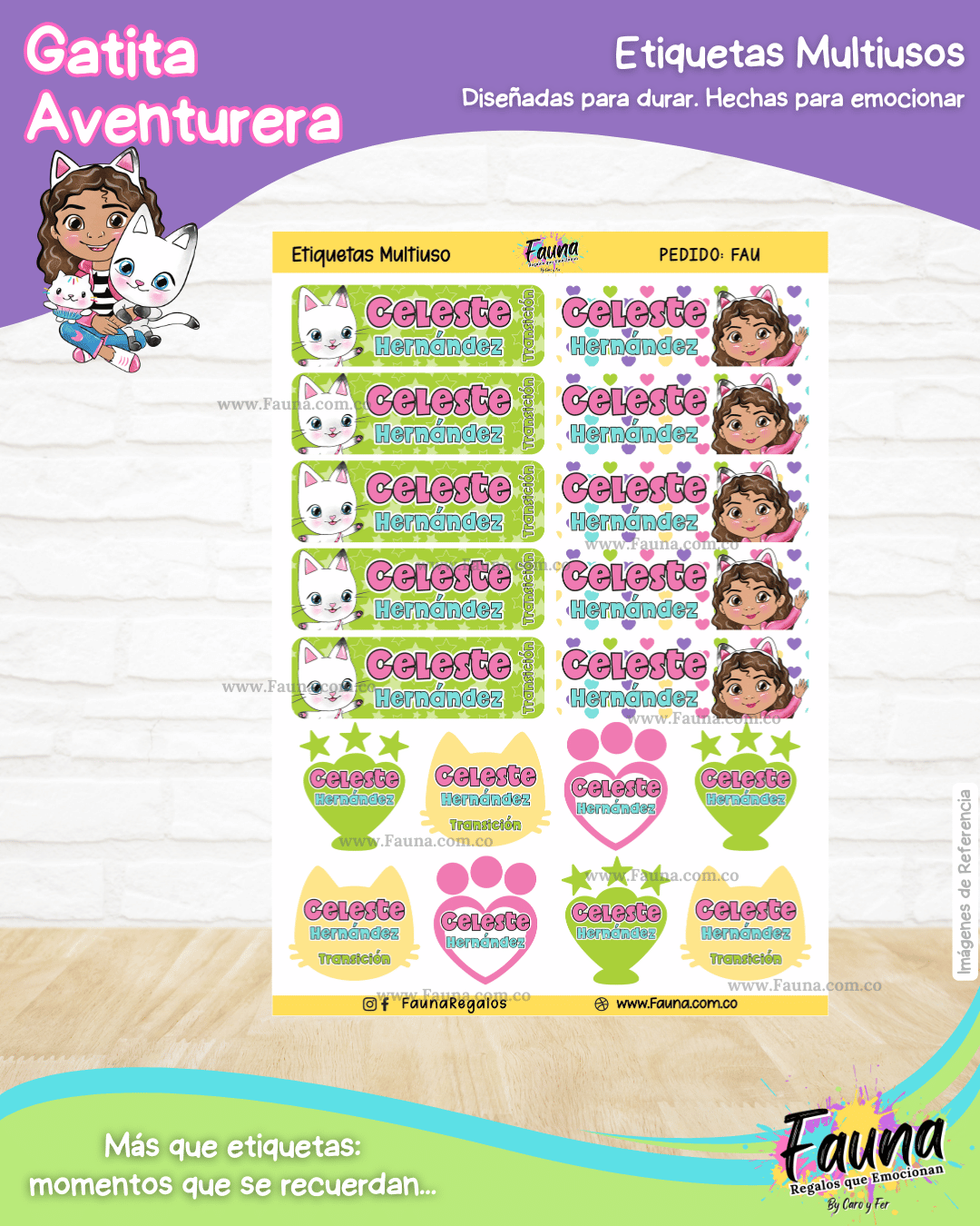 Gatita Aventurera 🏡 - Etiquetas Escolares Premium Personalizadas
