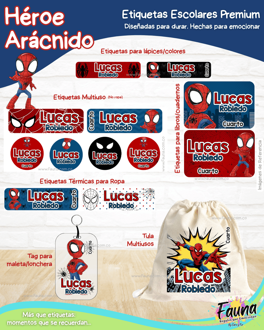Héroe Arácnido 🕷️ - Etiquetas Escolares Premium Personalizadas