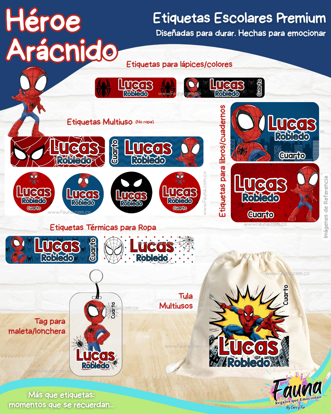 Héroe Arácnido 🕷️ - Etiquetas Escolares Premium Personalizadas