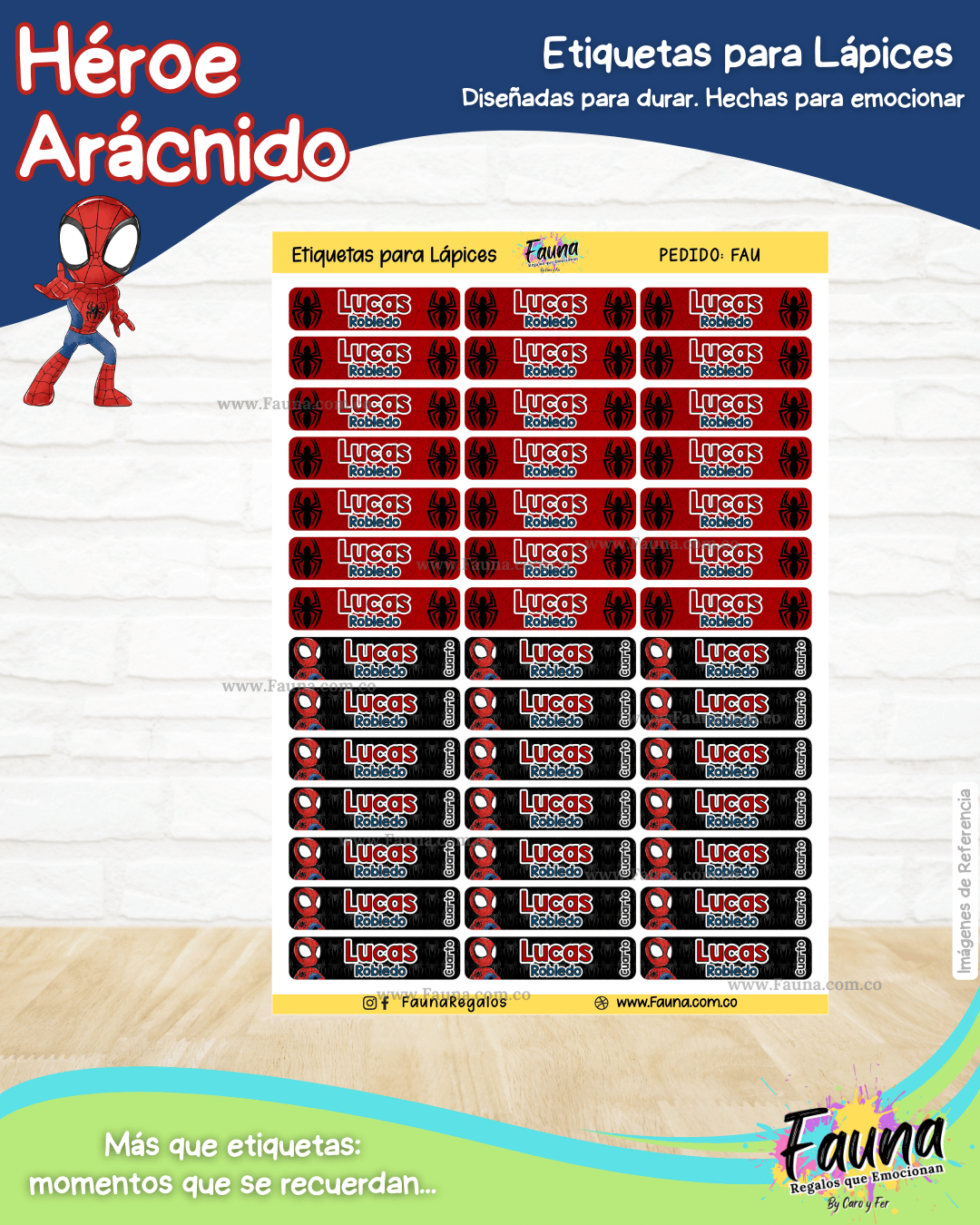 Héroe Arácnido 🕷️ - Etiquetas Escolares Premium Personalizadas