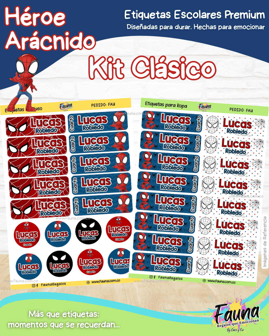Héroe Arácnido 🕷️ - Etiquetas Escolares Premium Personalizadas