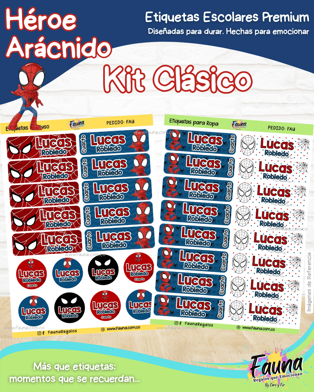 Héroe Arácnido 🕷️ - Etiquetas Escolares Premium Personalizadas