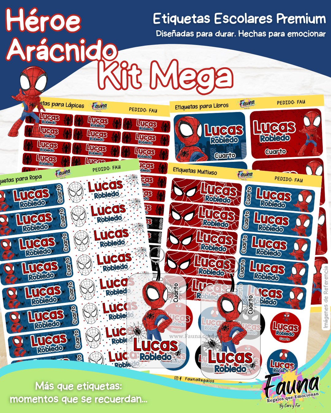 Héroe Arácnido 🕷️ - Etiquetas Escolares Premium Personalizadas