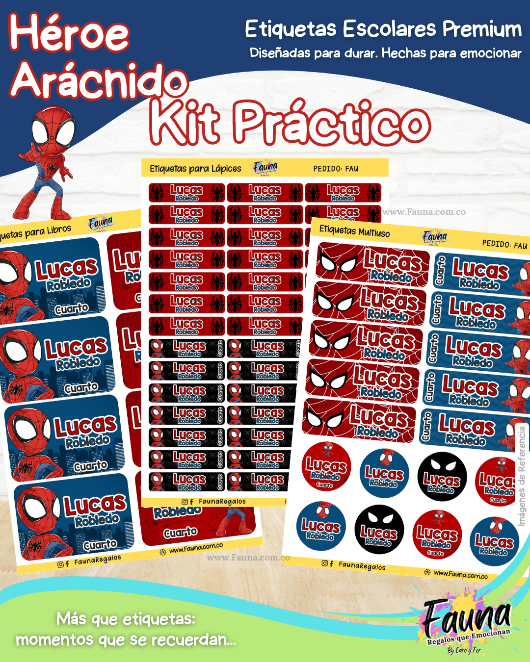 Héroe Arácnido 🕷️ - Etiquetas Escolares Premium Personalizadas