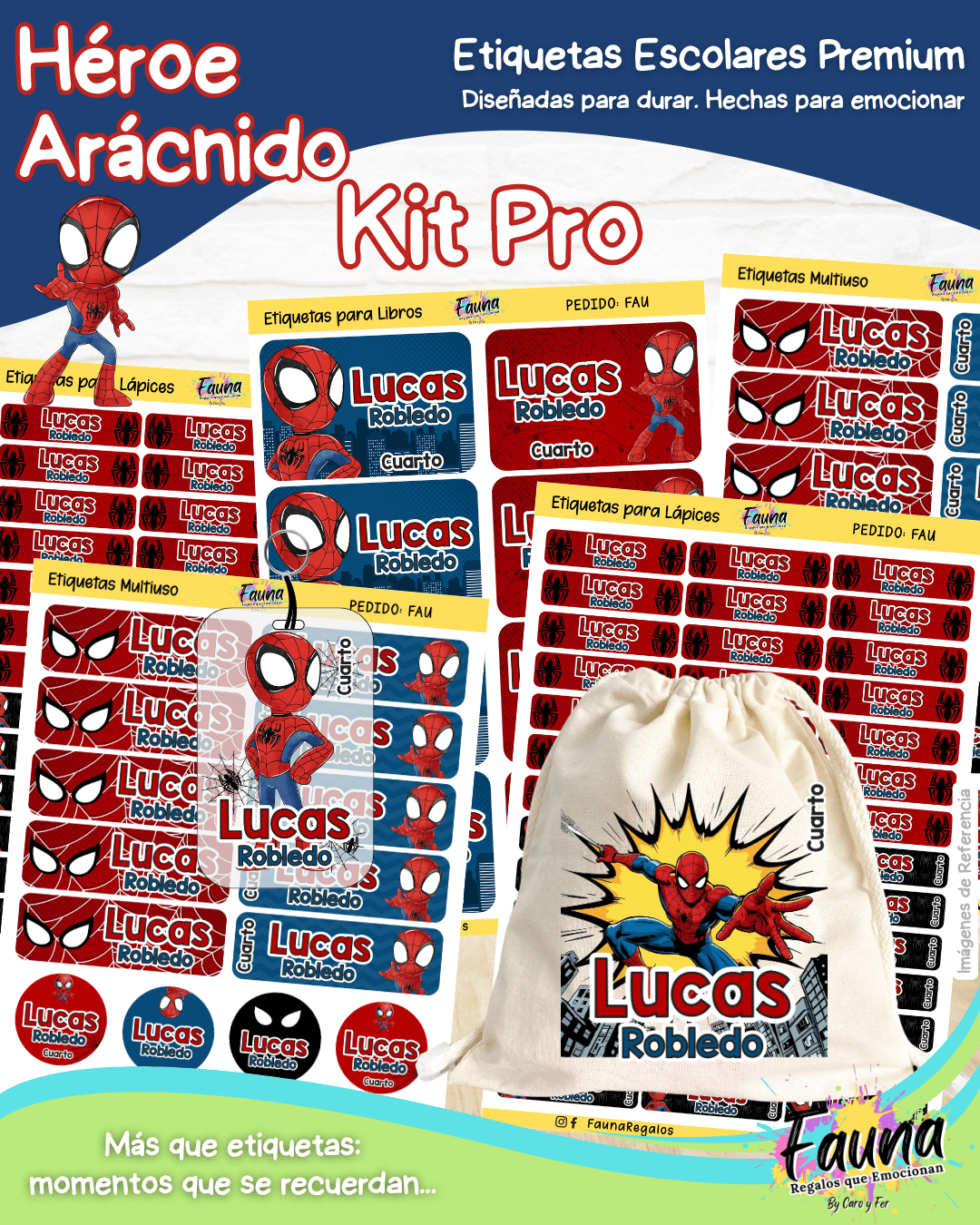 Héroe Arácnido 🕷️ - Etiquetas Escolares Premium Personalizadas