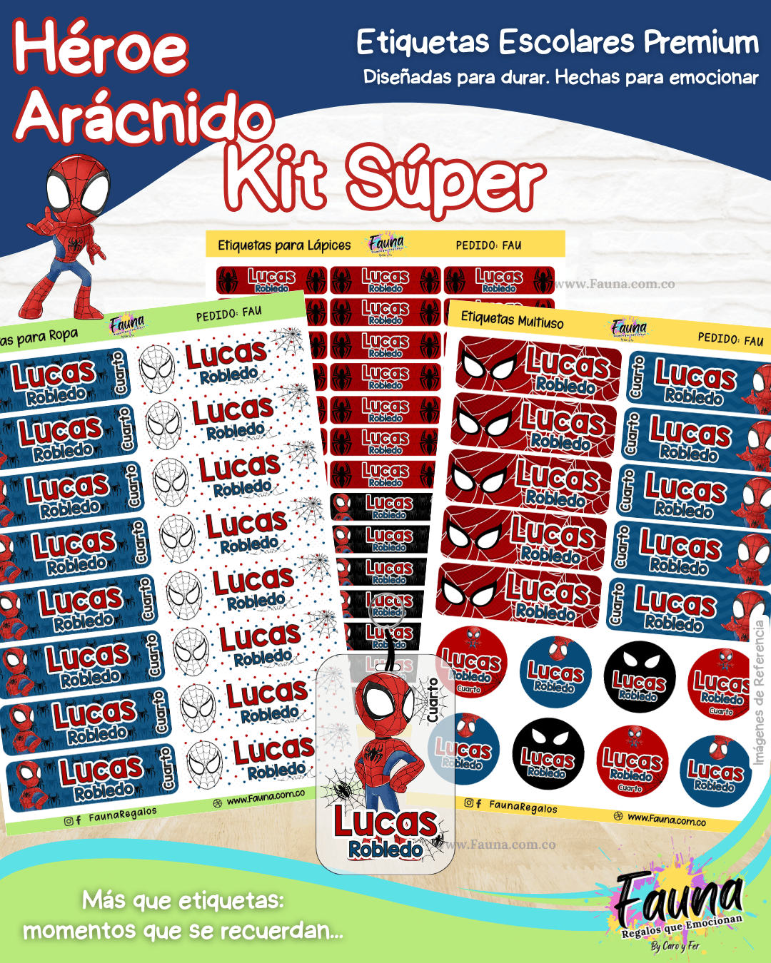 Héroe Arácnido 🕷️ - Etiquetas Escolares Premium Personalizadas