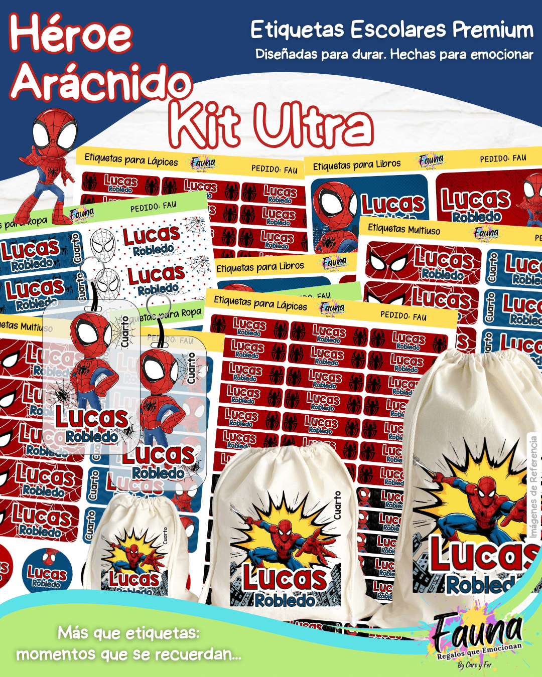 Héroe Arácnido 🕷️ - Etiquetas Escolares Premium Personalizadas
