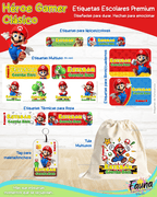 Héroe Gamer Clásico 🍄 - Etiquetas Escolares Premium Personalizadas