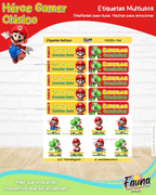 Héroe Gamer Clásico 🍄 - Etiquetas Escolares Premium Personalizadas