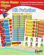 Héroe Gamer Clásico 🍄 - Etiquetas Escolares Premium Personalizadas