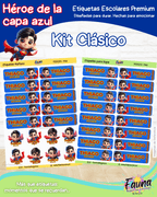 Héroe de la Capa Azul 🛡️ - Etiquetas Escolares Premium Personalizadas