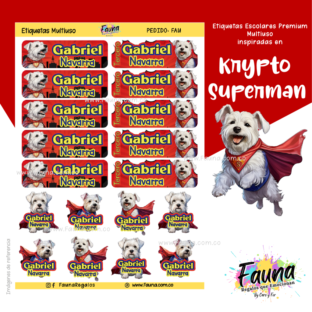 Superman - Krypto 🐶 - Etiquetas Escolares Premium Personalizadas