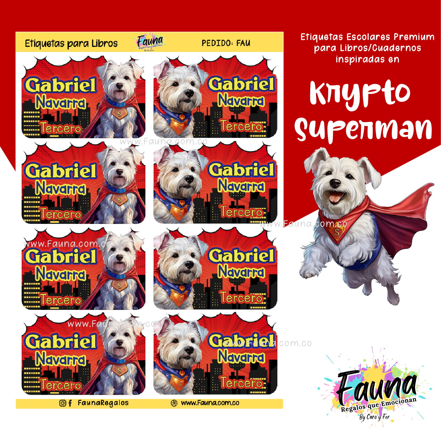 Superman - Krypto 🐶 - Etiquetas Escolares Premium Personalizadas