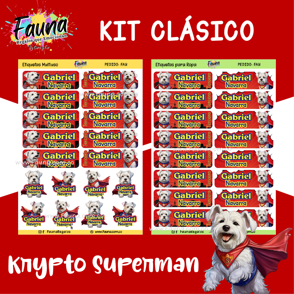 Superman - Krypto 🐶 - Etiquetas Escolares Premium Personalizadas