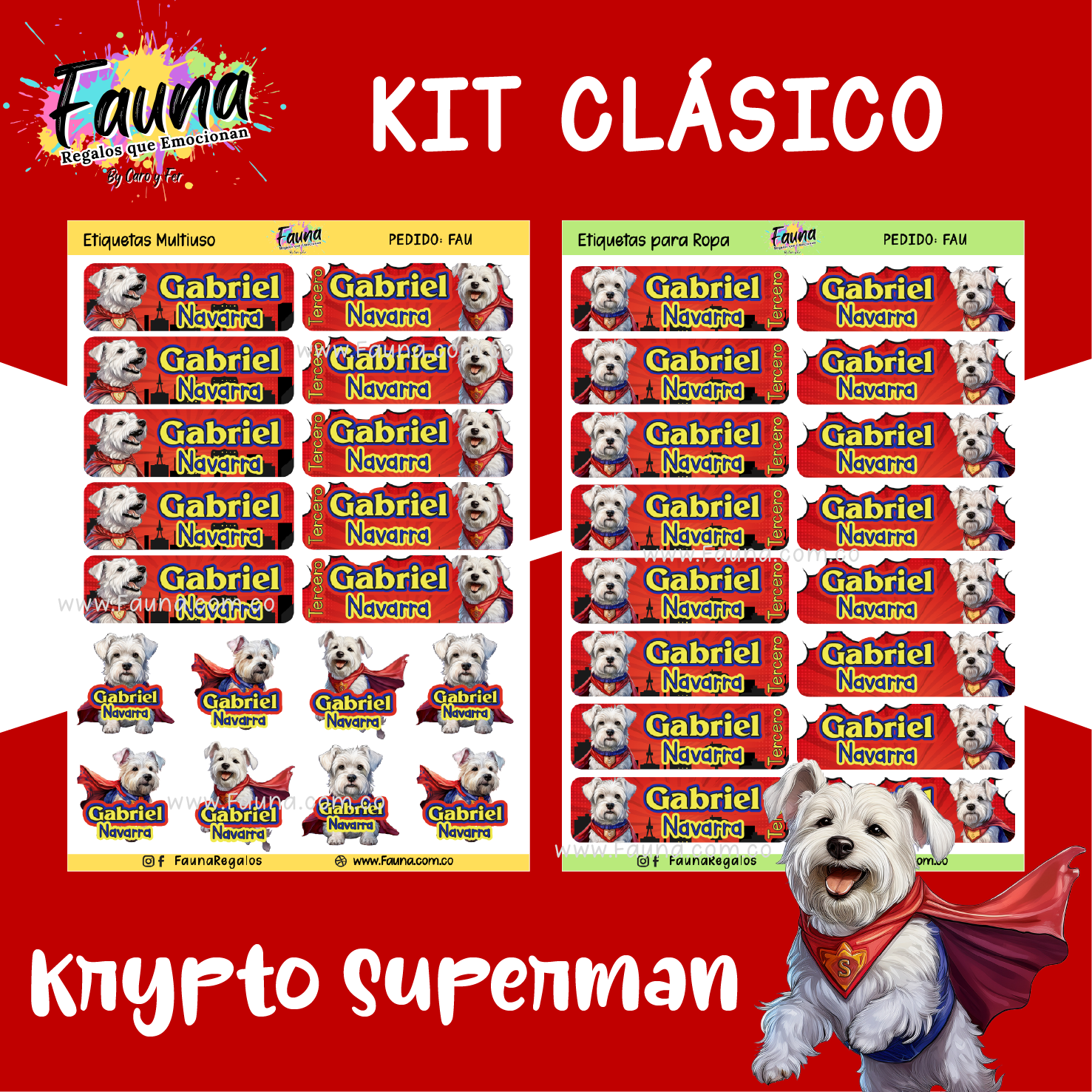 Superman - Krypto 🐶 - Etiquetas Escolares Premium Personalizadas