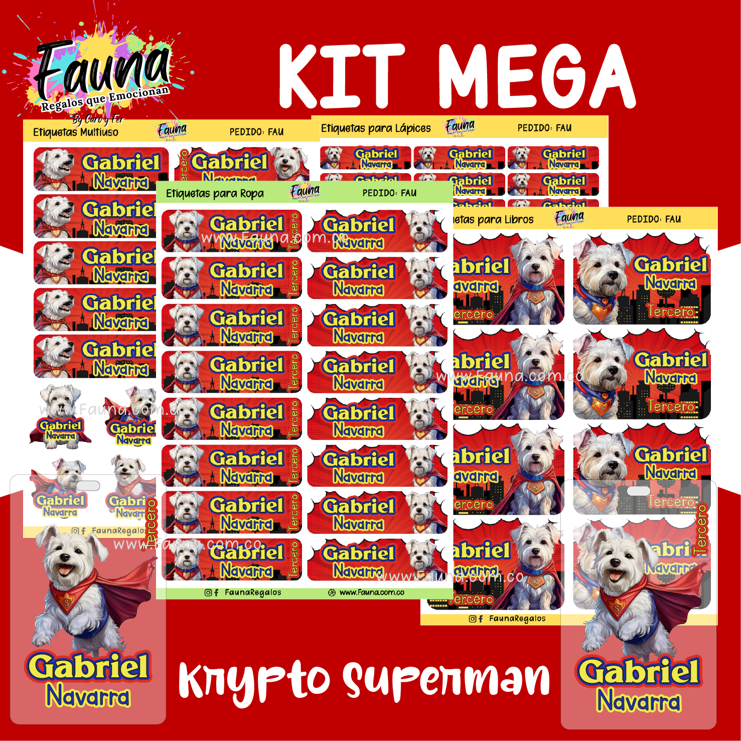 Superman - Krypto 🐶 - Etiquetas Escolares Premium Personalizadas
