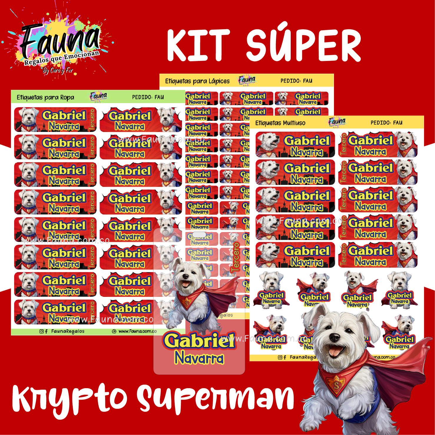 Superman - Krypto 🐶 - Etiquetas Escolares Premium Personalizadas