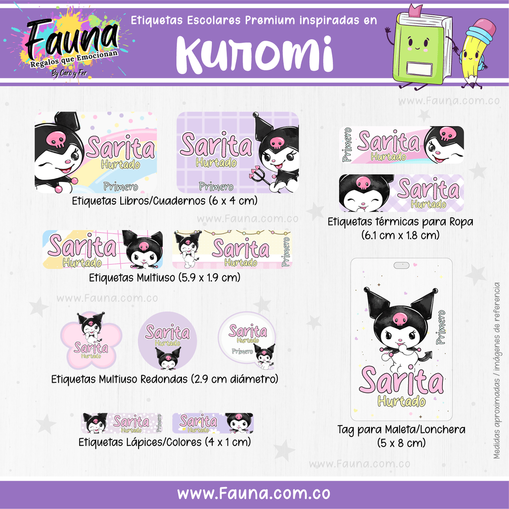Kuromi 💜 - Etiquetas Escolares Premium Personalizadas