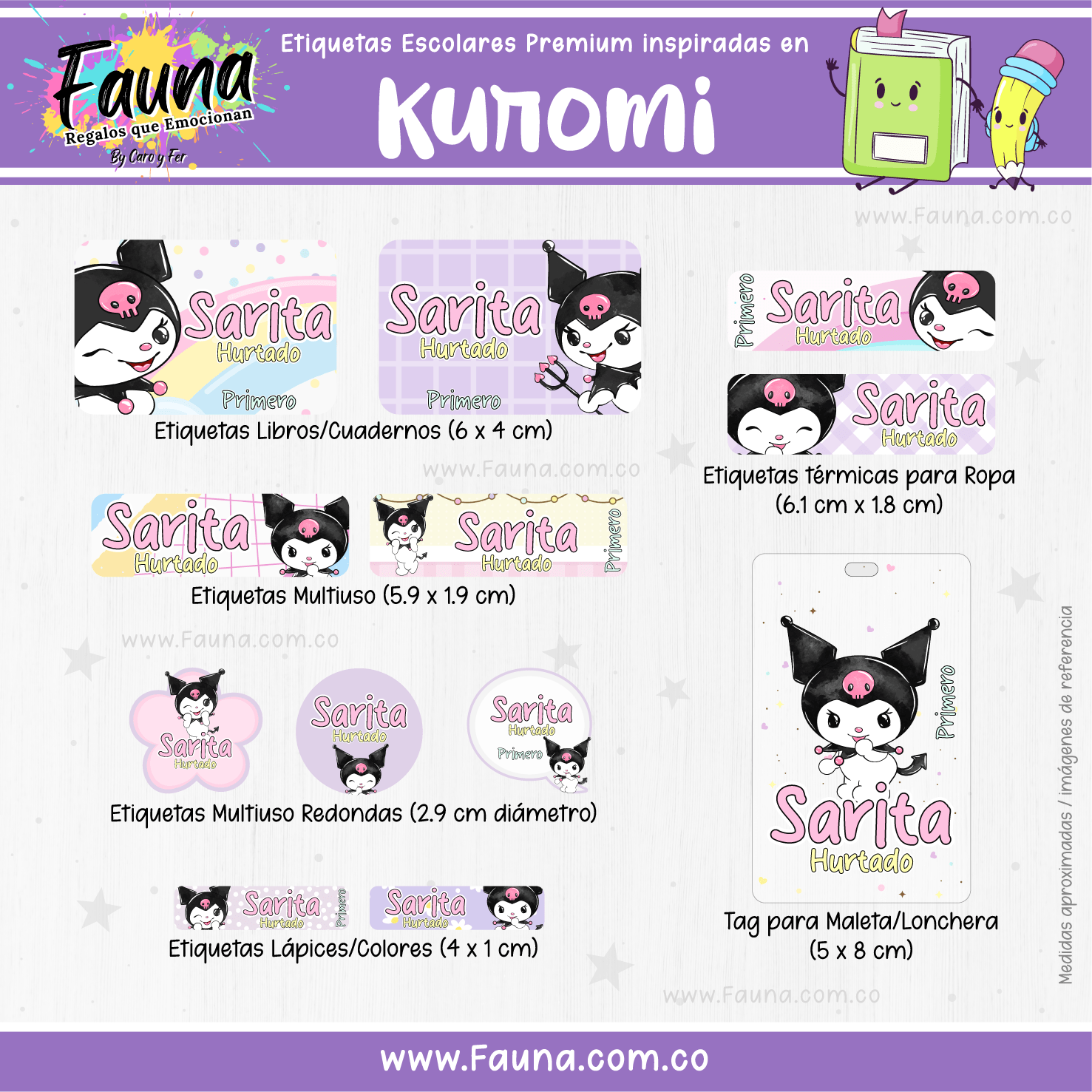 Kuromi 💜 - Etiquetas Escolares Premium Personalizadas
